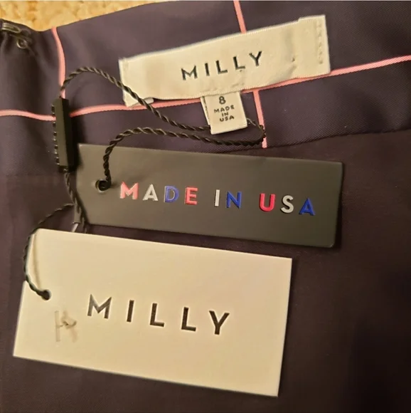 Milly Bias Pencil Skirt Grid Print Black & Pink Size 8 NWT - Picture 7 of 16